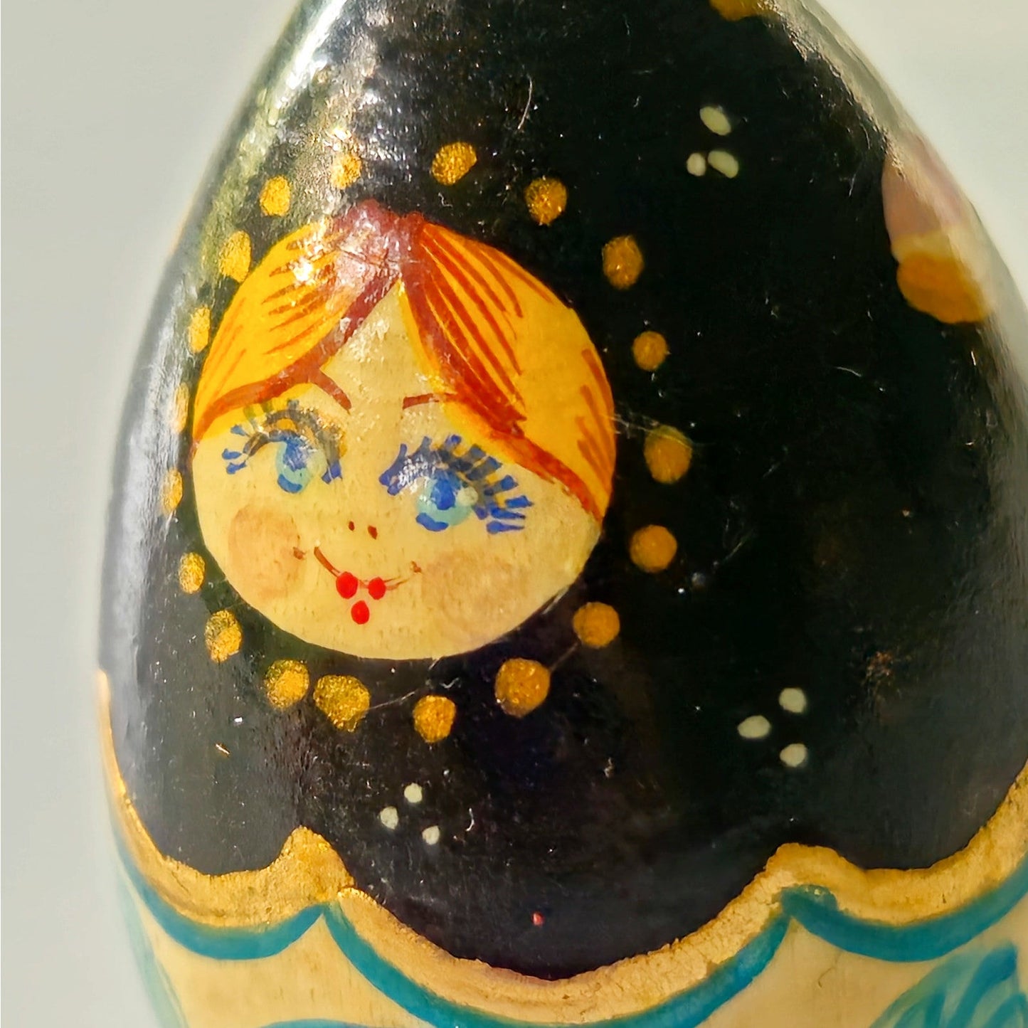 Vintage Hand Painted Russian Nesting Doll Ornament