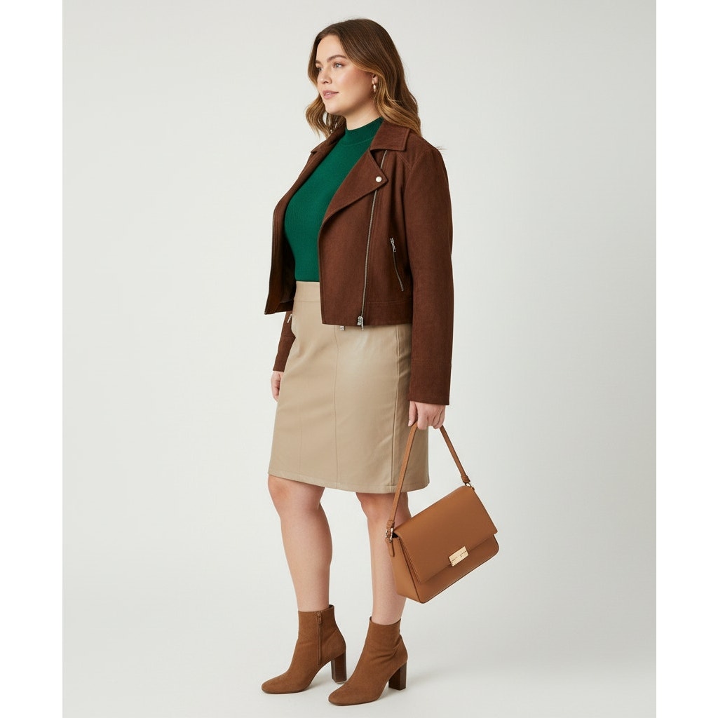 Faux Leather Pencil Skirt | Taupe | Women's 26W