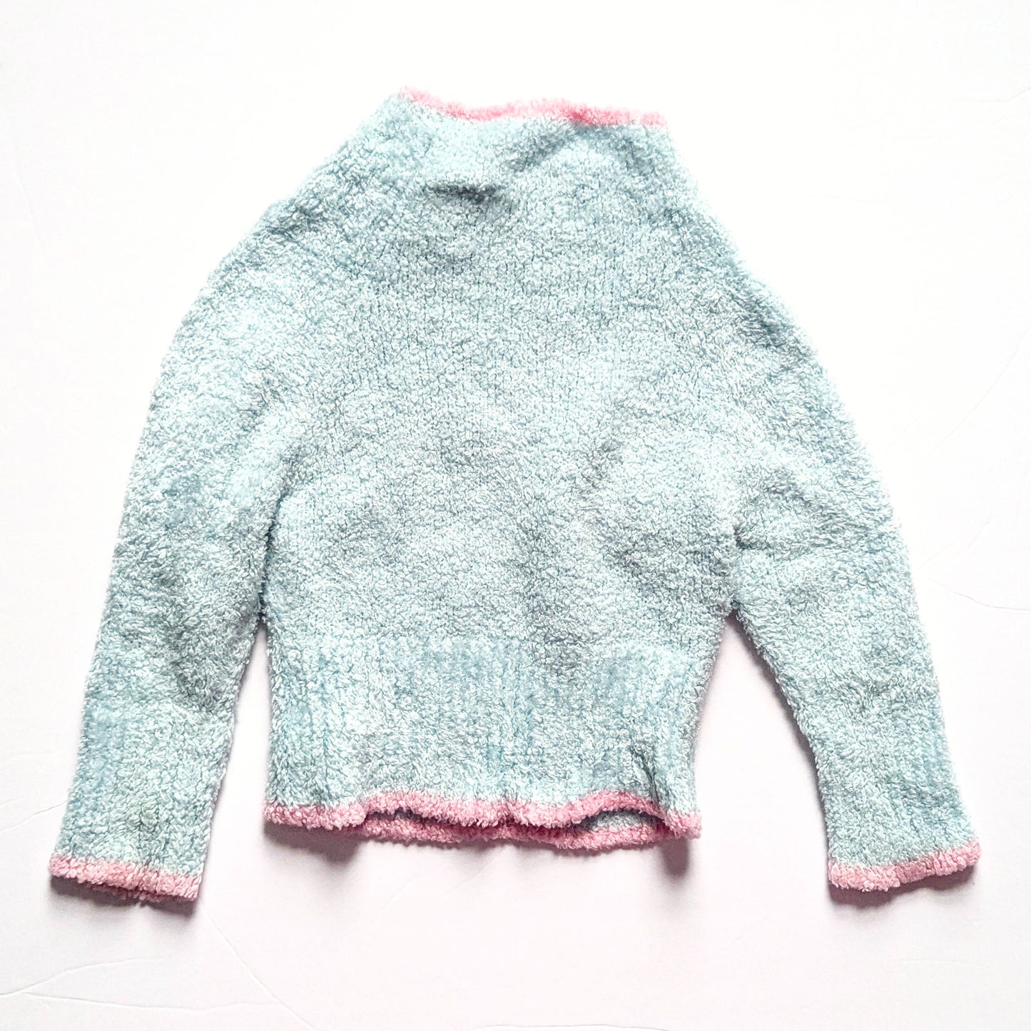 Hartstrings Vintage 1990s Light Blue Chenille Pink Heart Sweater | Baby Size 24M