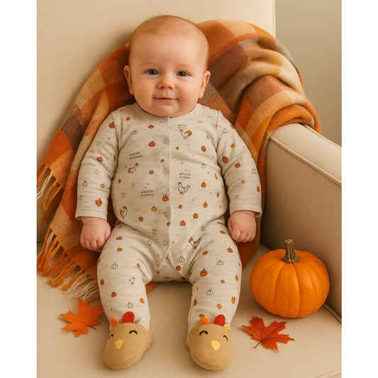 Thanksgiving Footie Pajamas – Turkey Snap Sleep & Play Unisex - 3M