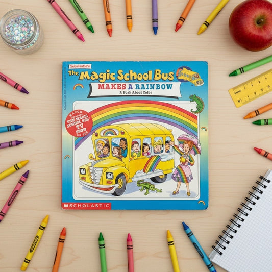 Vintage 1997 Scholastic The Magic School Bus Makes a Rainbow Book About Color – Classic Children’s Science Book – PBS Tie-In
