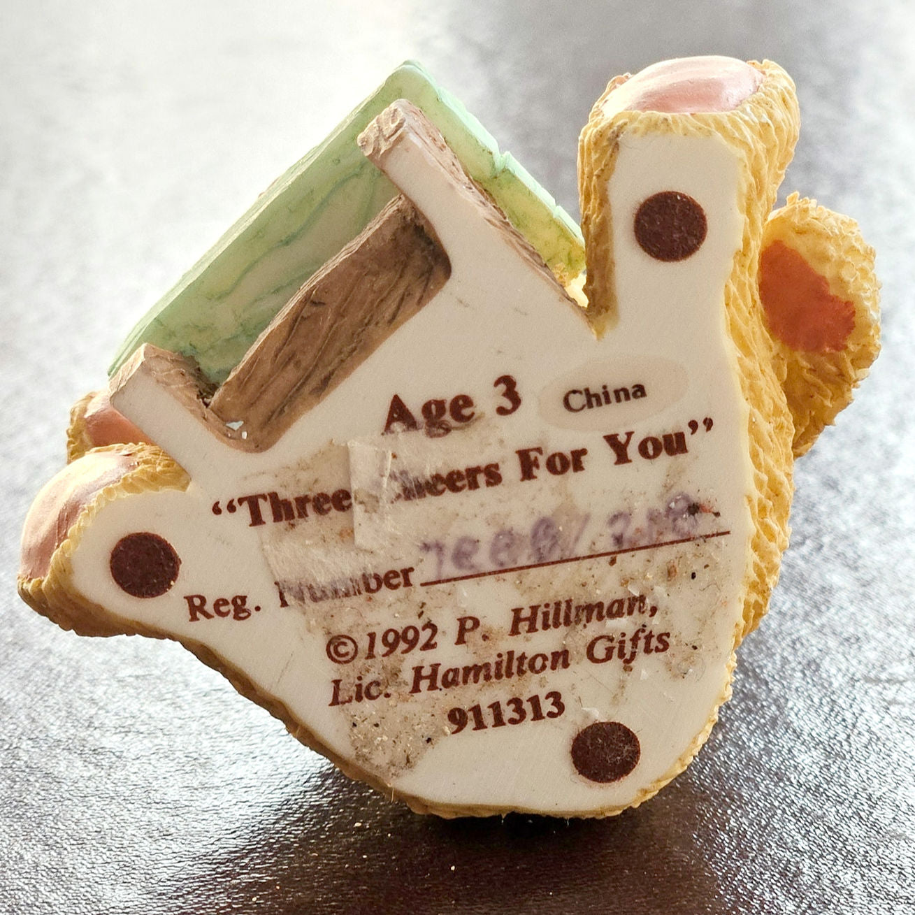 Vintage 1992 Cherished Teddies Age 3 “Three Cheers For You” Figurine | Priscilla Hillman for Enesco