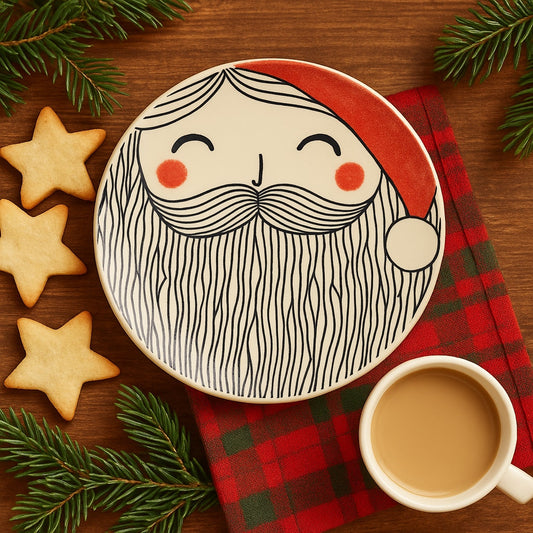 Anthropologie Santa Canape Plate by Kristina Saywell | Krafty K Design | Whimsical Home Holiday Dish | 7” Stoneware