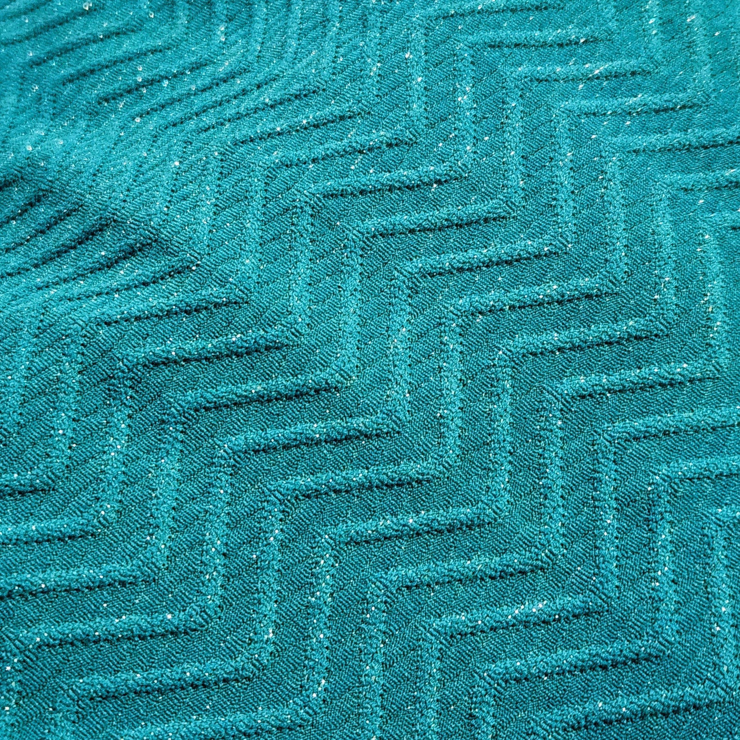 Trina Turk Women's Empire Halter One Piece Swimsuit Marine Teal Chevron Metallic Size 14 NWOT