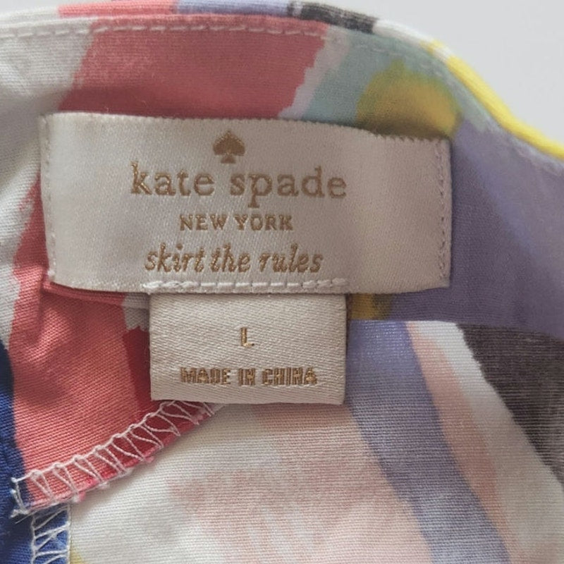 Kate Spade New York Girls Multicolor Brush Stroke Bow Blouse | Size L (12-14)