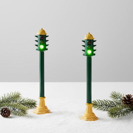 Department 56 Snow Village Traffic Light Set – Battery Operated, Working Lights, Vintage 1990s Accessory