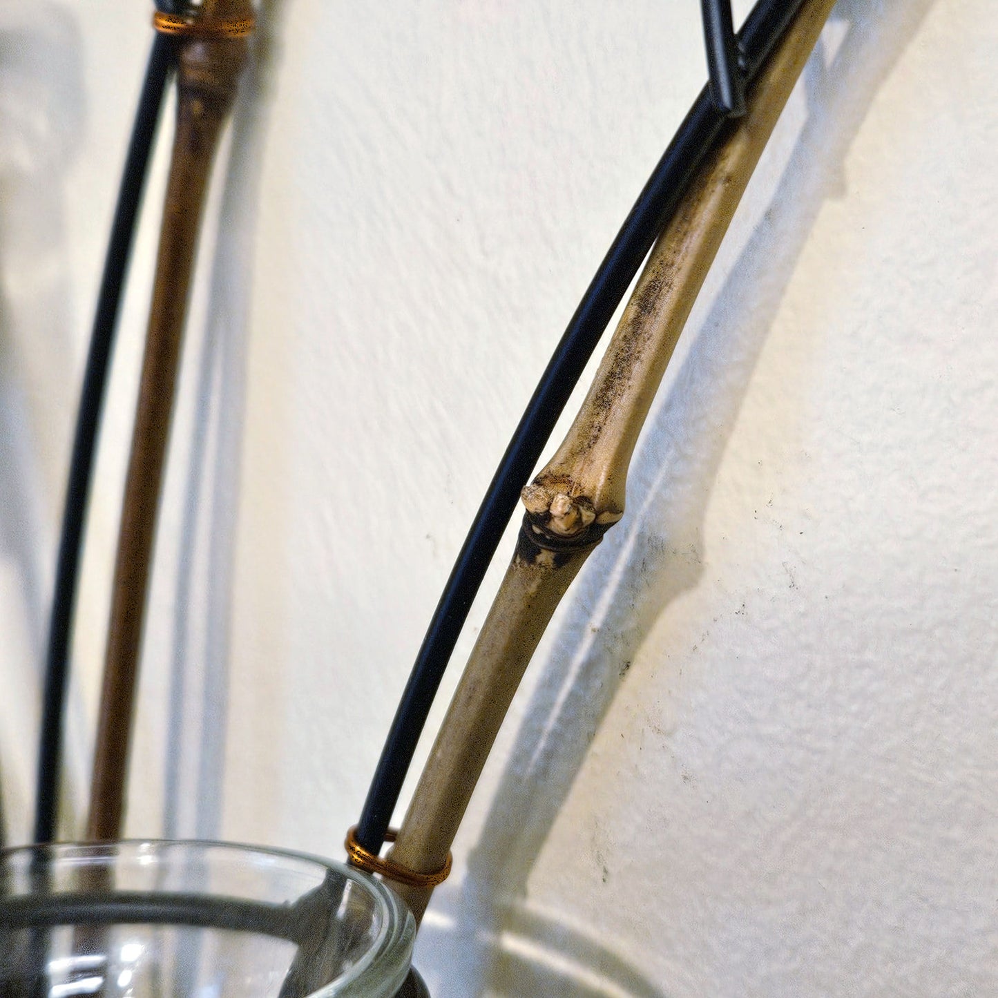 Vintage Bamboo & Metal Wall Candle Holder