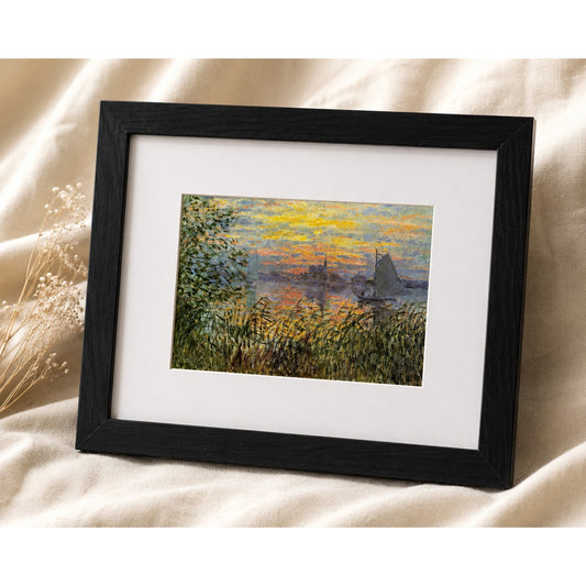 Marine View with a Sunset by Monet | Impressionist Seine River Framed Print