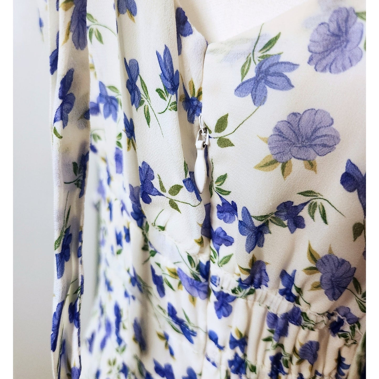 Shoshanna Helena Dress | Blue Floral Midi Sleeveless Viscose | Women's 8