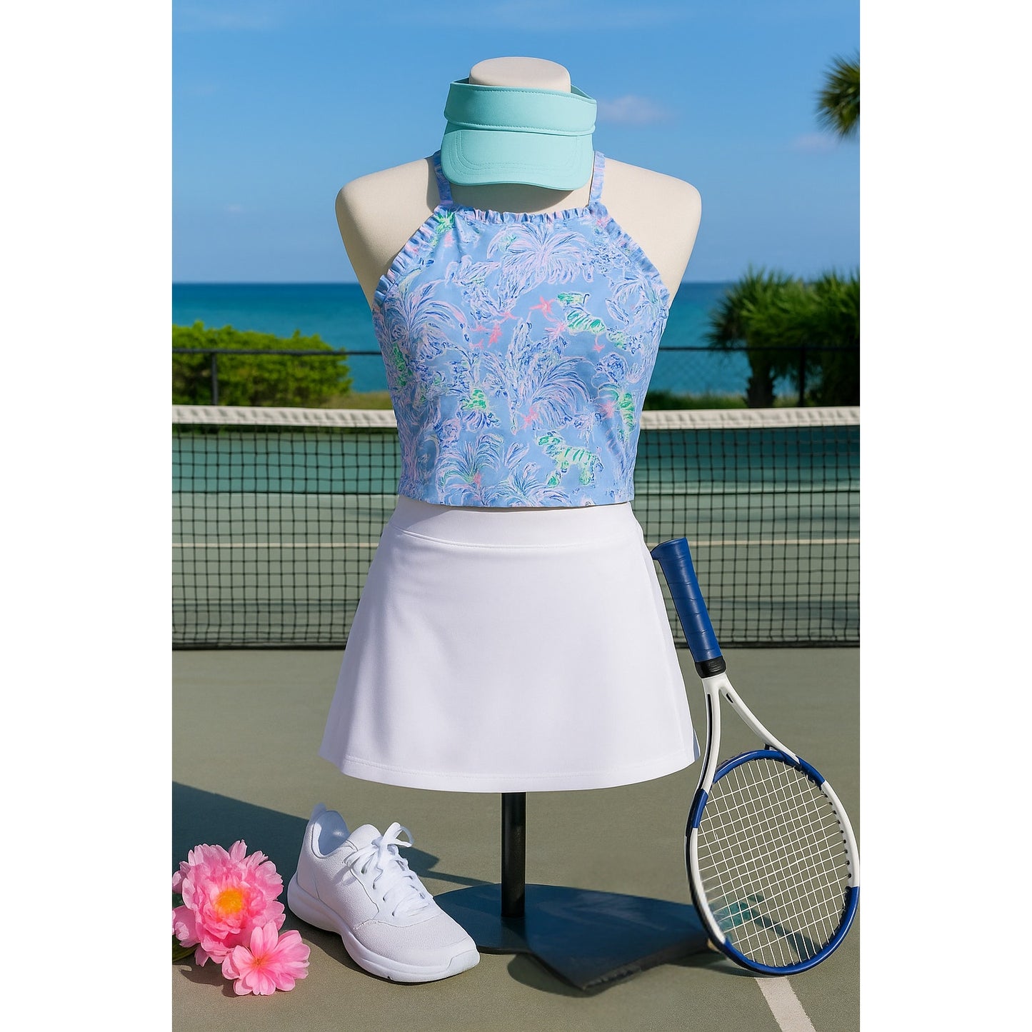 Lilly Pulitzer Luxletic Letitia Bra Tank – Blue Peri “The Turtle Package” – Size M