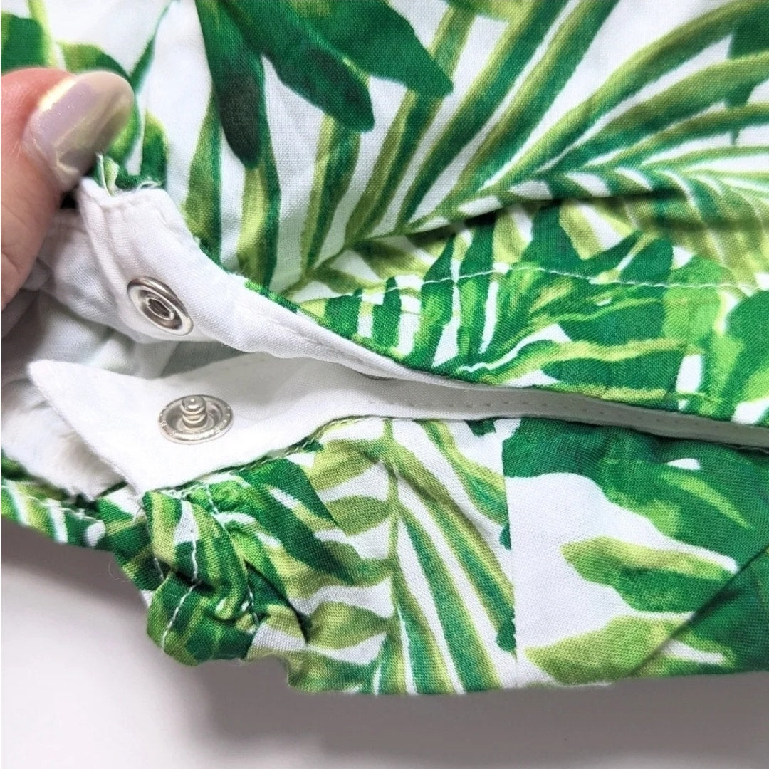 Janie and Jack Palm Leaf Bubble Romper Green Banana Leaf Print | Baby Size 3-6M