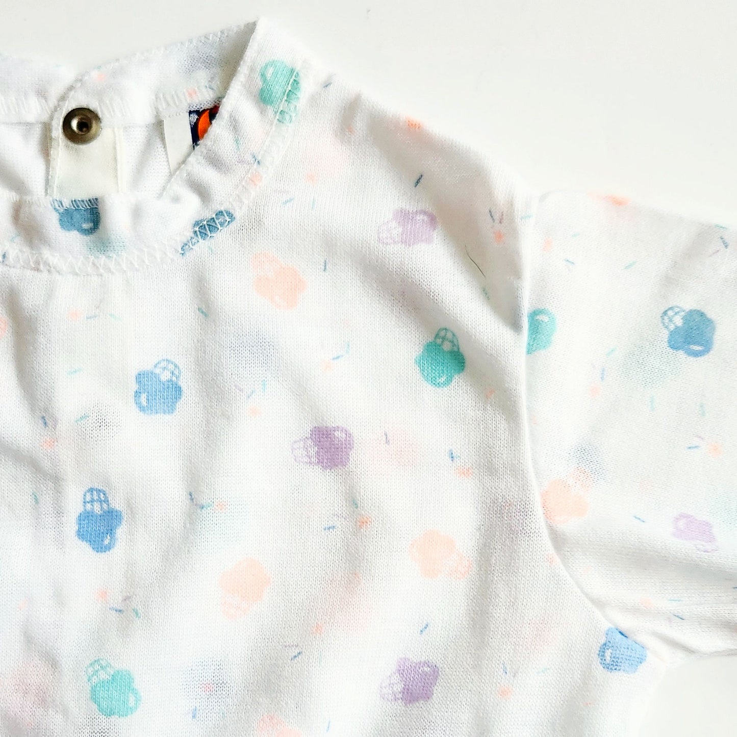 Vintage Carter's 1980s Toddler Pajamas – Long Sleeve Footies with Pastel Ice Cream Cones, Size 2T, Snap-Together 2-Piece Set, Made in USA