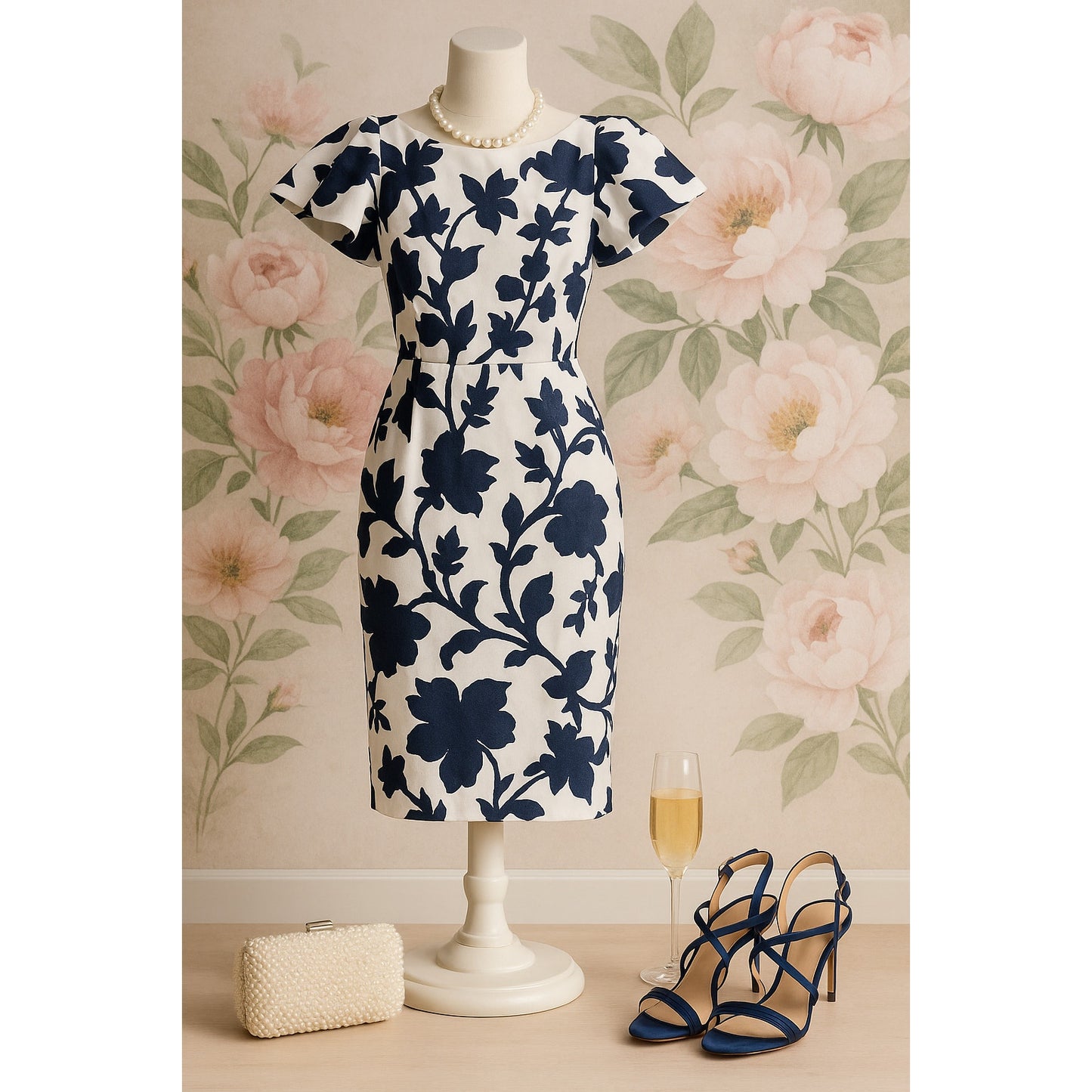 Milly Women's Floral Dakota Jacquard Dress In Navy Size 4