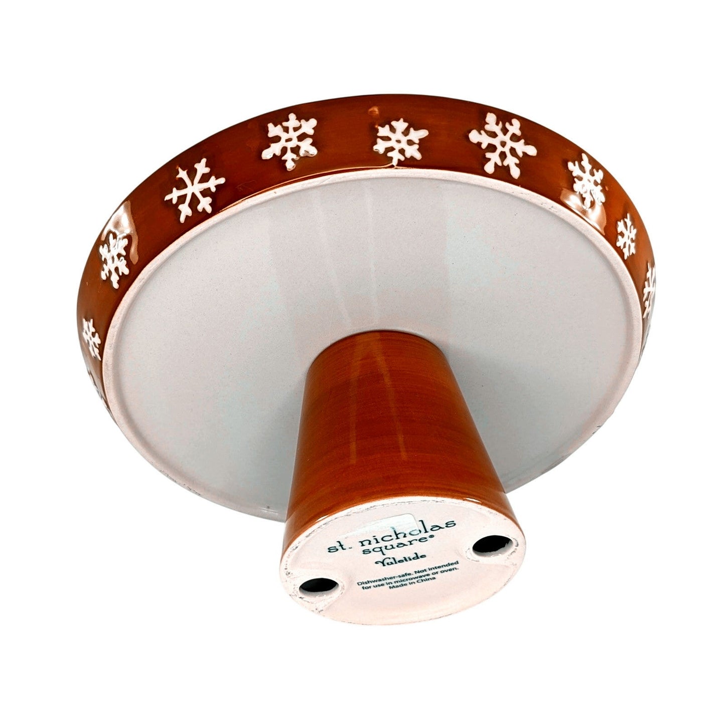 🎄 St. Nicholas Square Yuletide Collection Snowman Pedestal Tray – Vintage 2000s Christmas Servingware 🎄