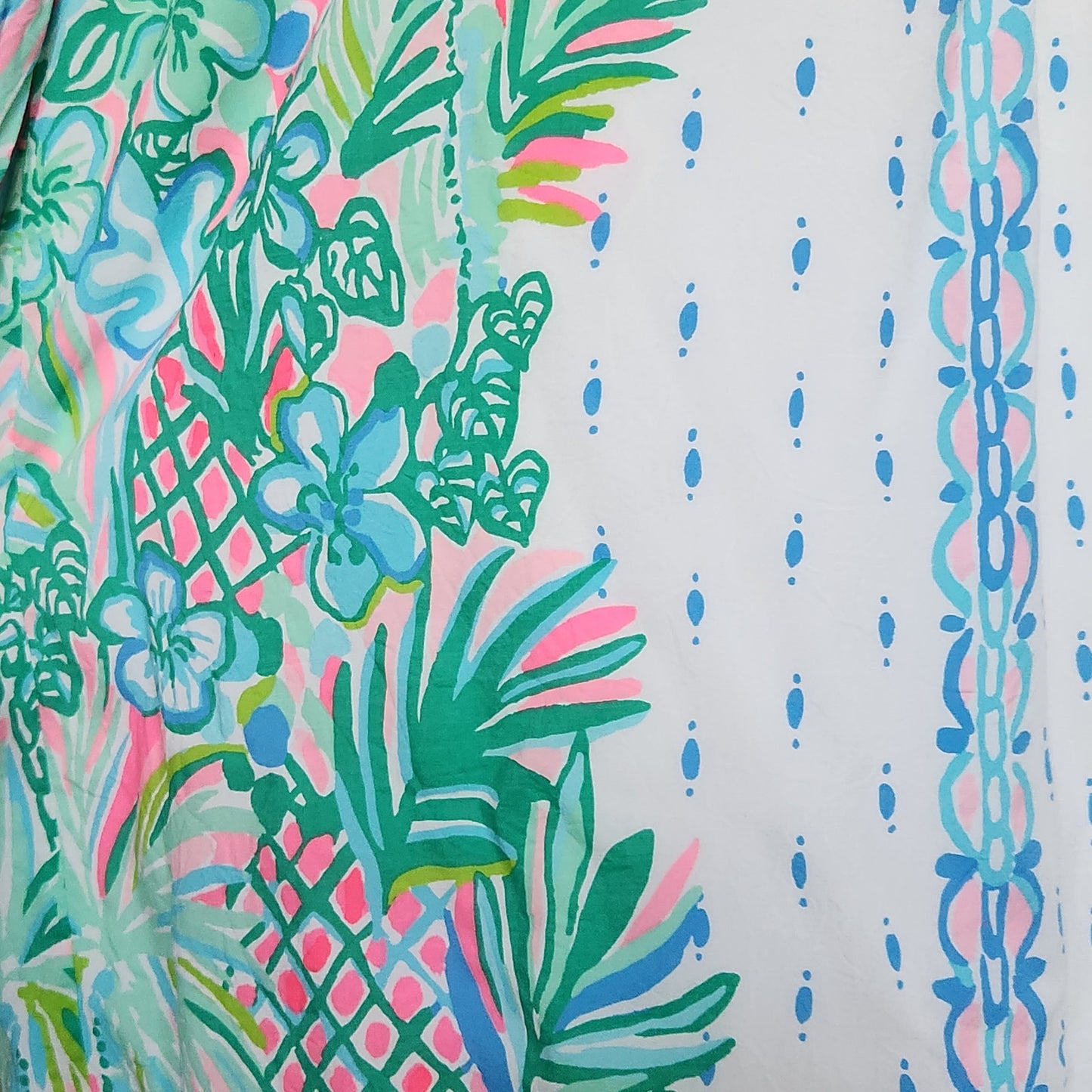 Lilly Pulitzer Women's Maryellen Off Shoulder Dress Coconut Row Pineapple Print Resort White Size M