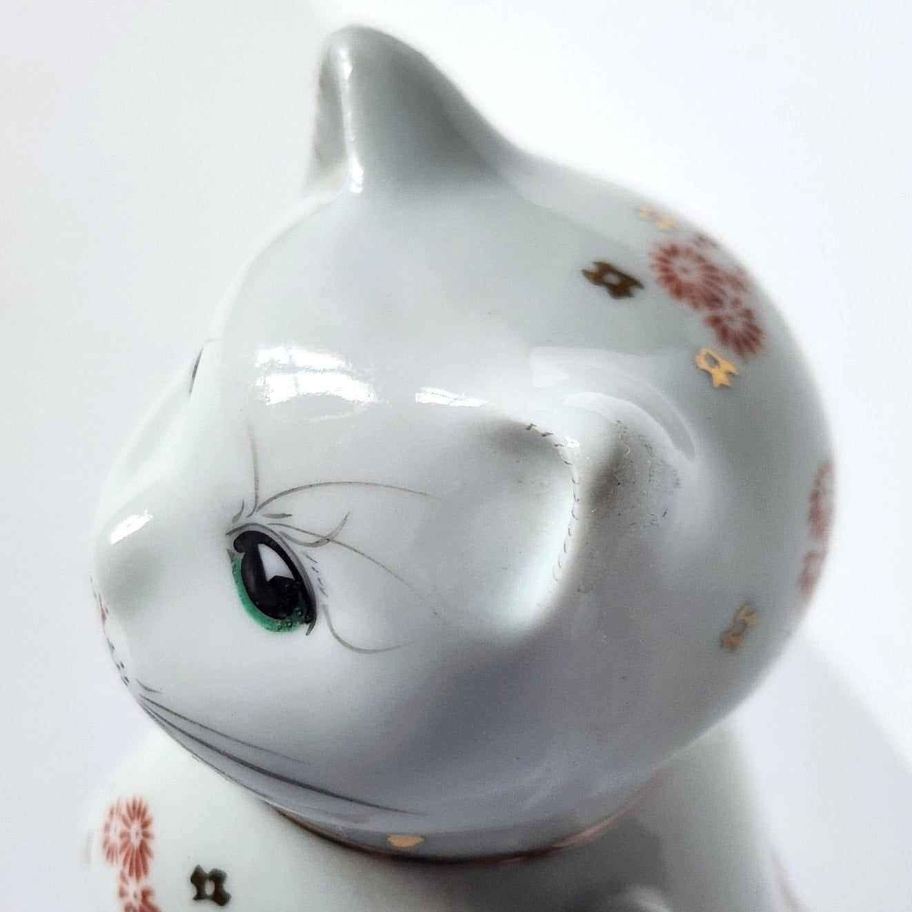 Vintage Cat & Koi Porcelain Teapot • Hand-Painted Lid/Spout • Metallic Gold
