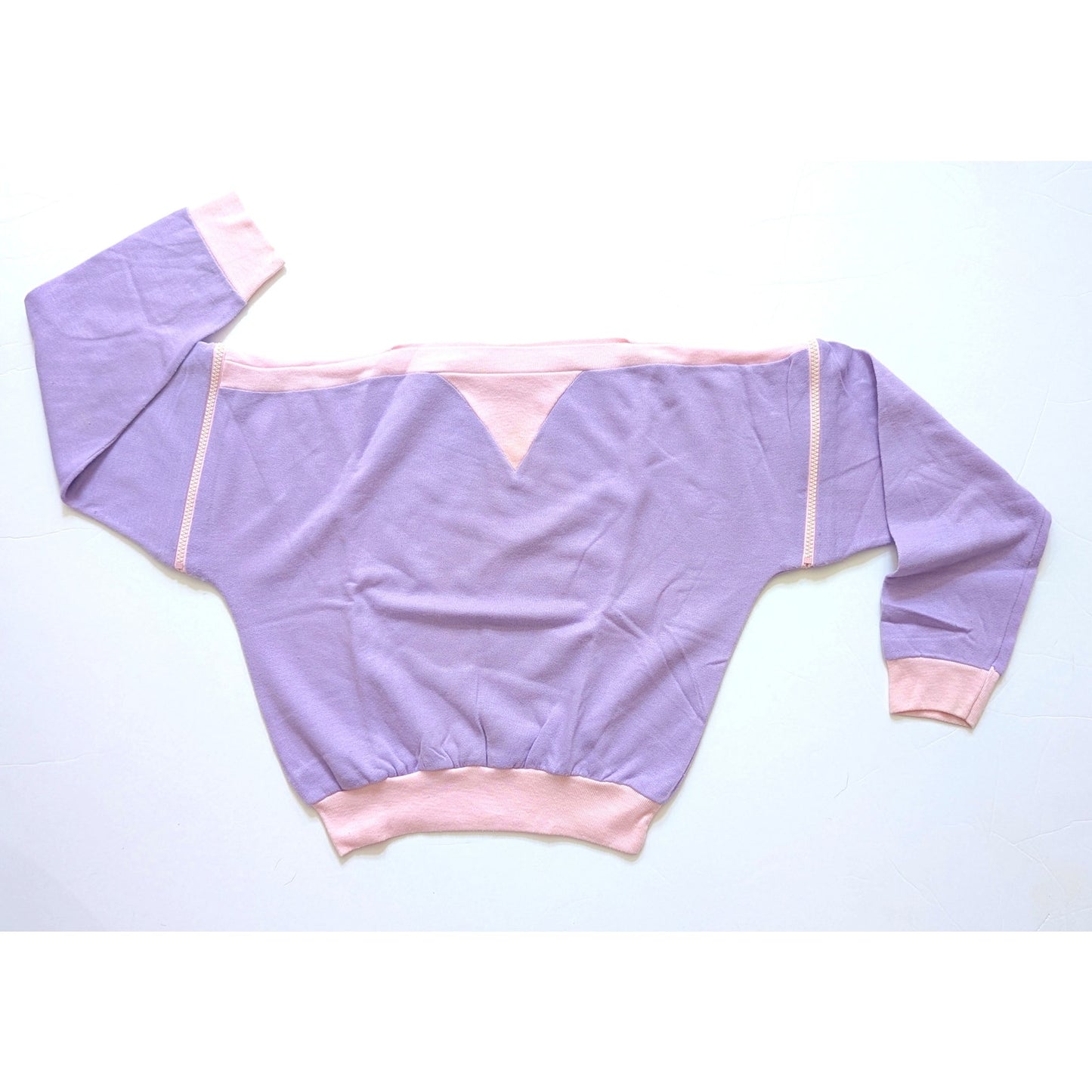 Vintage 1980s On the Move Girls Sweatshirt – Pink & Purple Zip Sleeves | Size L 14