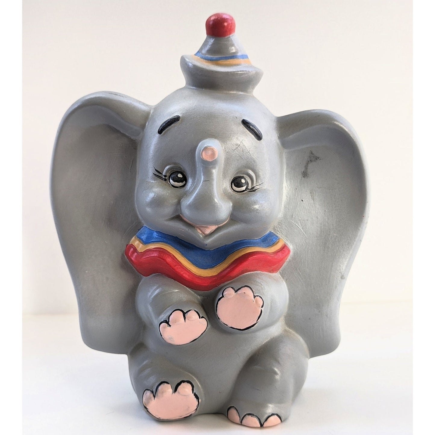 Vintage 1980s Walt Disney World Dumbo Figurine | Hand Painted Ceramic Collectible | 9" Disney Character Statue | Kids Home