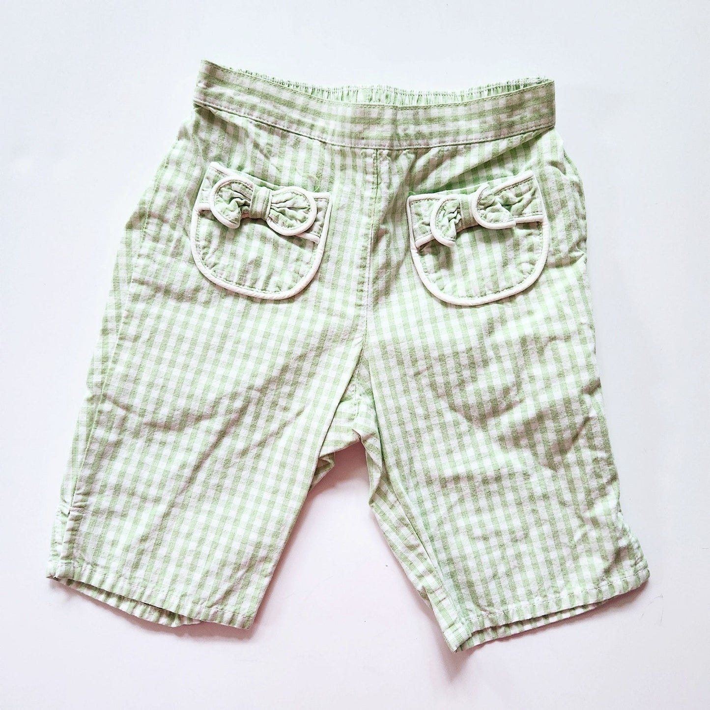 Janie and Jack Vintage Y2K 2000s Green Gingham Pedal Pushers Size 0 to 6 months