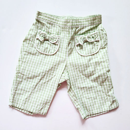 Janie and Jack Vintage Y2K 2000s Green Gingham Pedal Pushers Size 0 to 6 months