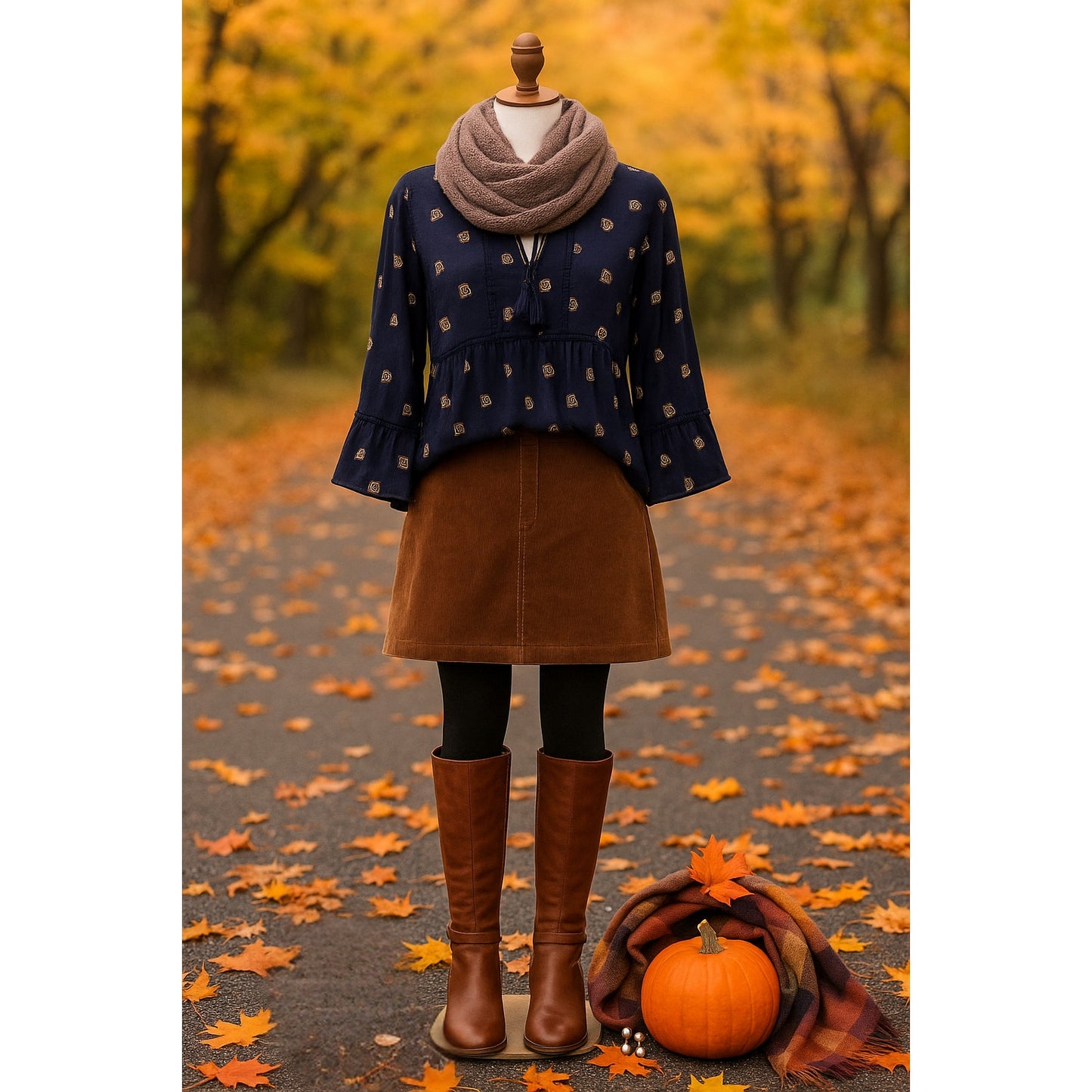 Boden Boho Women's Tassel Tie Blouse Navy Gold Print 100% Cotton Petite 10P Bohemian Top