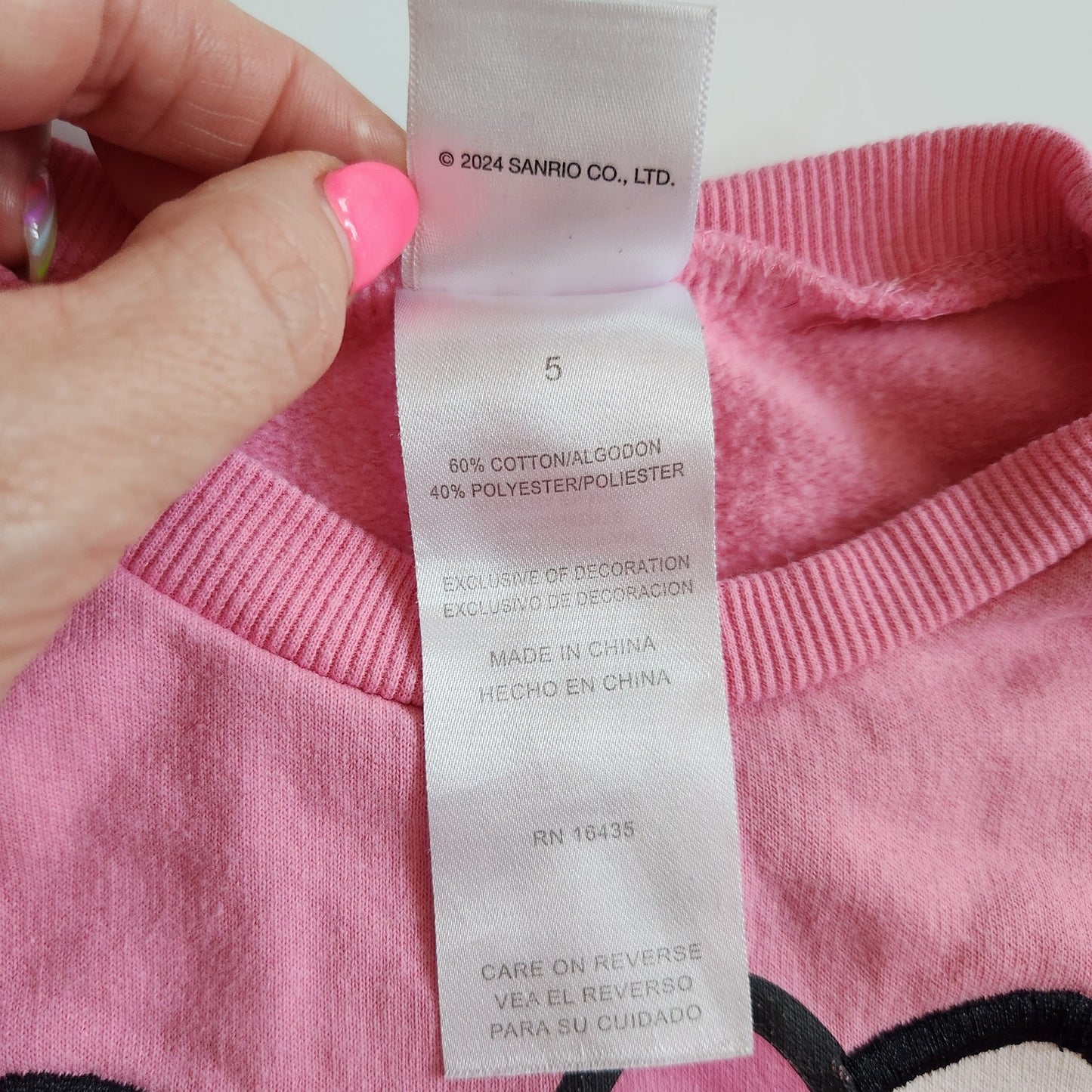 Hello Kitty by Sanrio Girls Pink Strawberry Sweatshirt Size 5