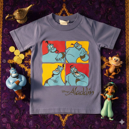 Disney Vintage 1990s Aladdin Toddler Kids Genie Sparkle Blue T-shirt | Size 2T