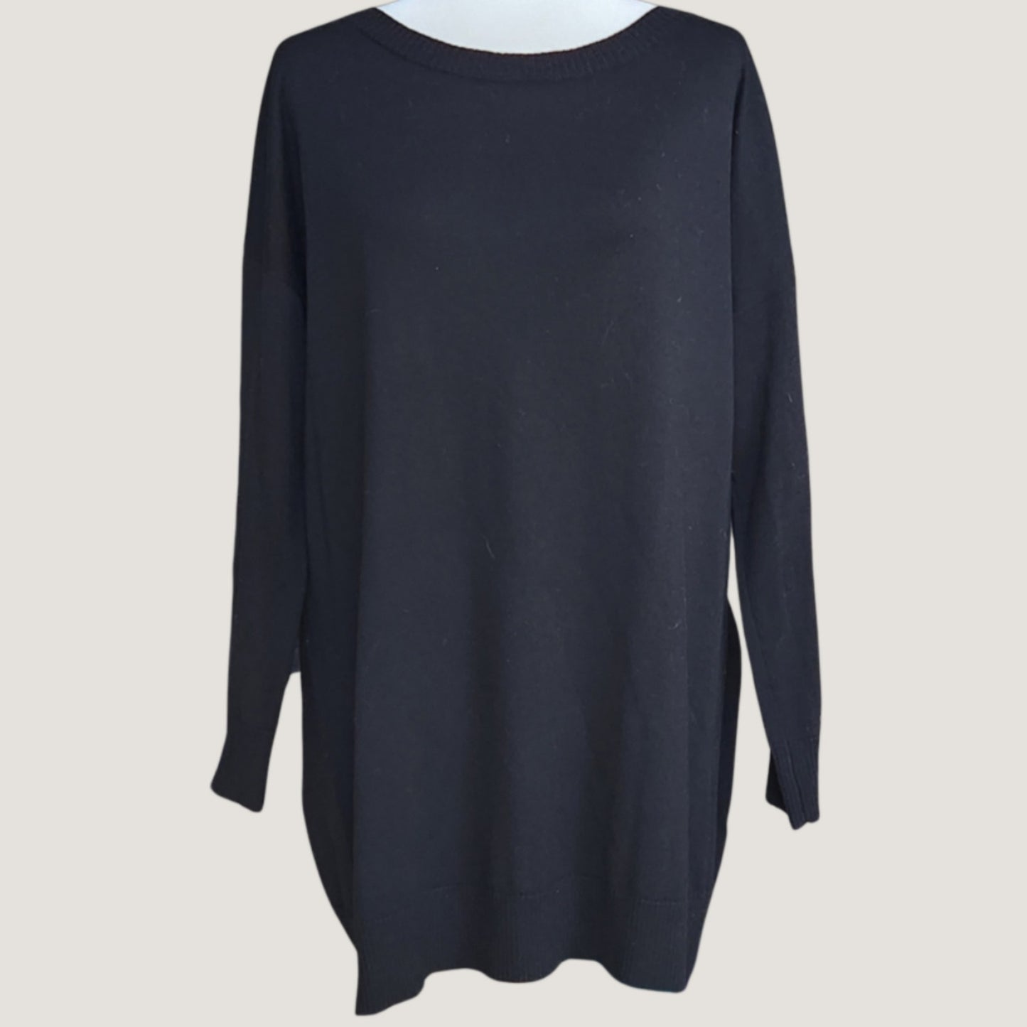 100% Merino Wool Black Tunic Sweater | Women's M | Italian Yarn