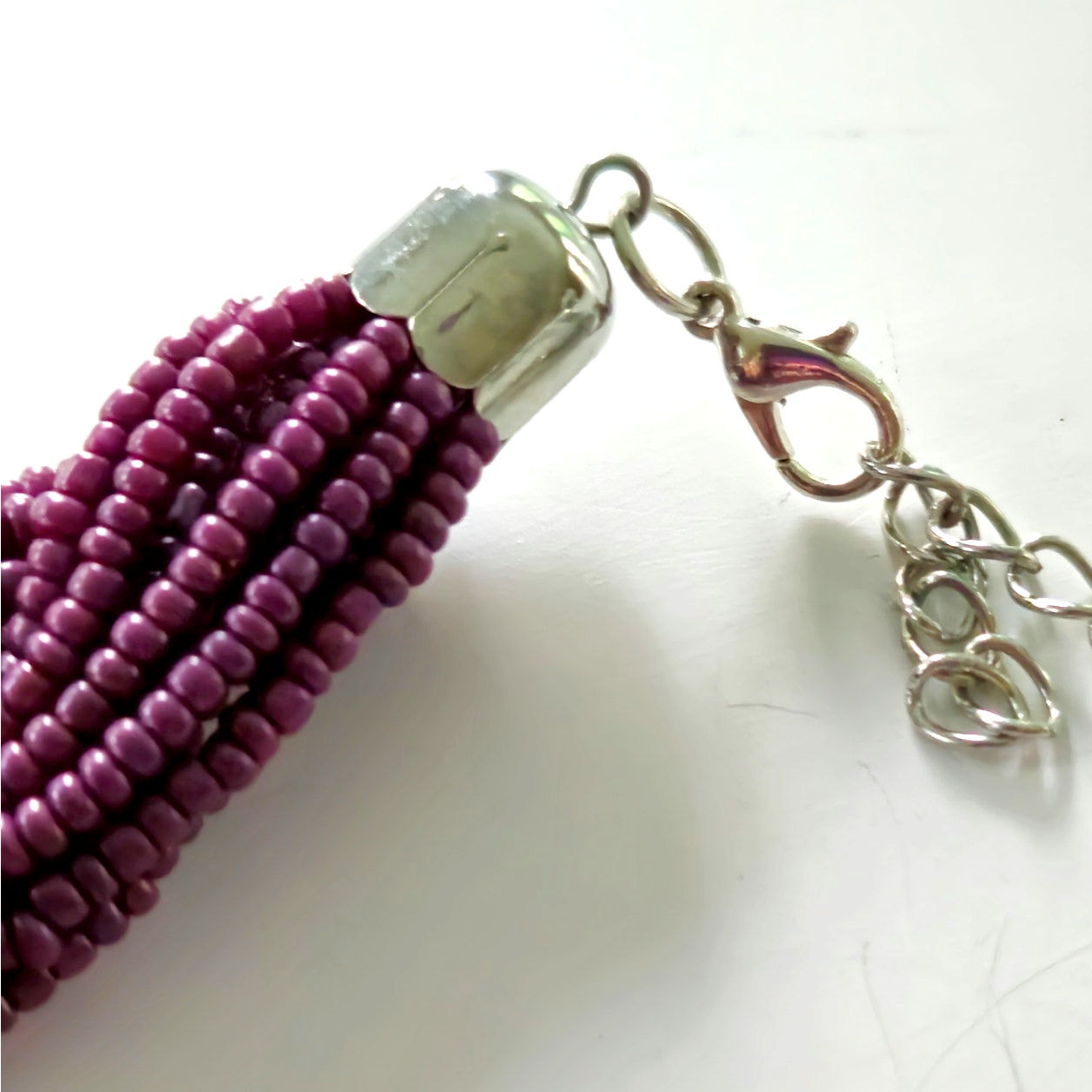 Vintage Y2K Multi-Strand Seed Bead Statement Necklace | Plum Purple Braided Knot