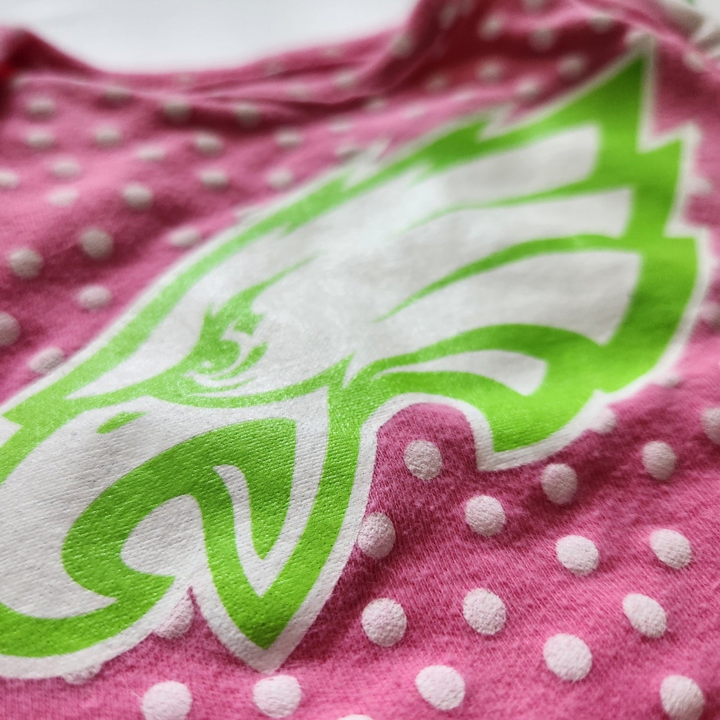 NFL Philadelphia Eagles Baby Girl Romper Pink Polka Dot Ruffle | 3-6 Months