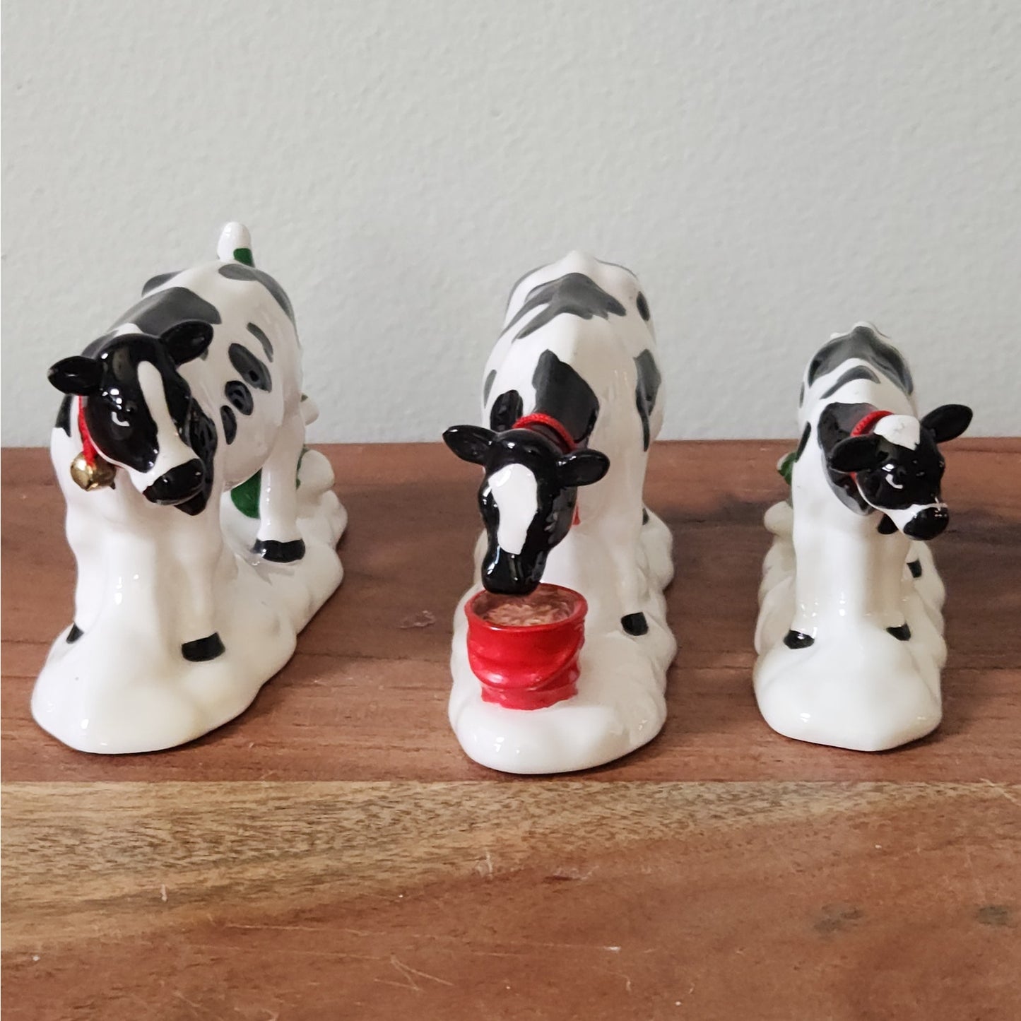Department 56 “A Herd of Holiday Heifers” — Set of 3 Vintage 1993 Ceramic Christmas Cows