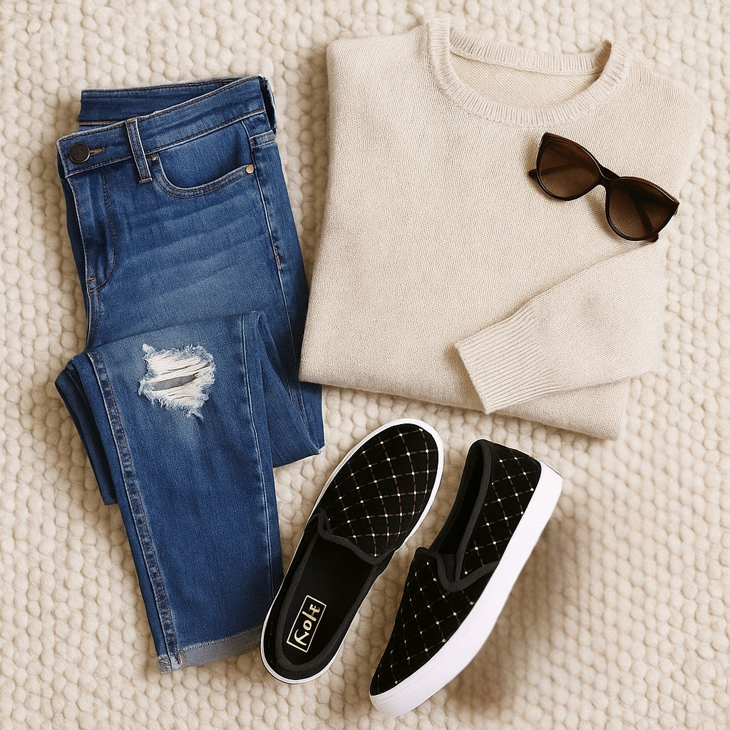 Keds x Kate Spade Double Decker Quilted Velvet Slip-On Black Sneakers Women's Size 8.5