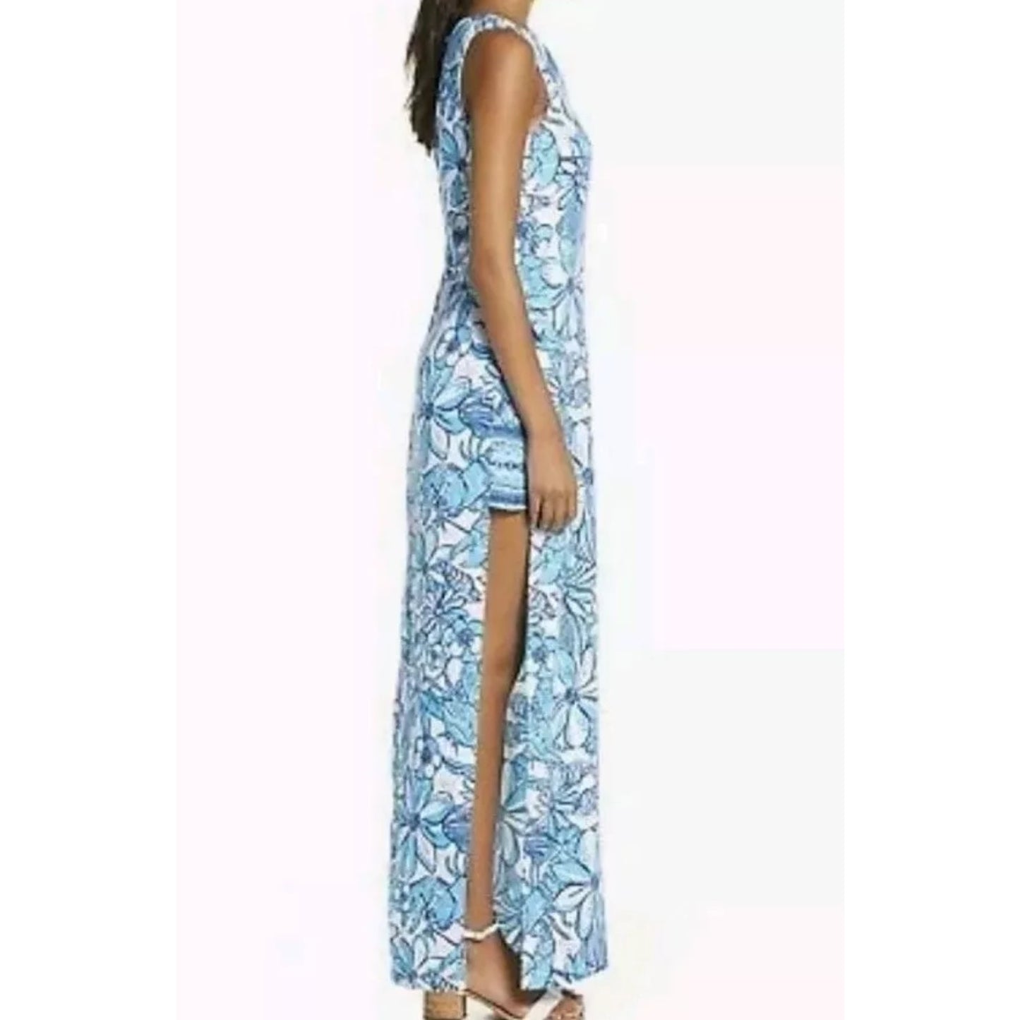 🌸 NWT Lilly Pulitzer Women's Donna Maxi Romper Succulent Blue Pop Up Coronado Crab Size 00