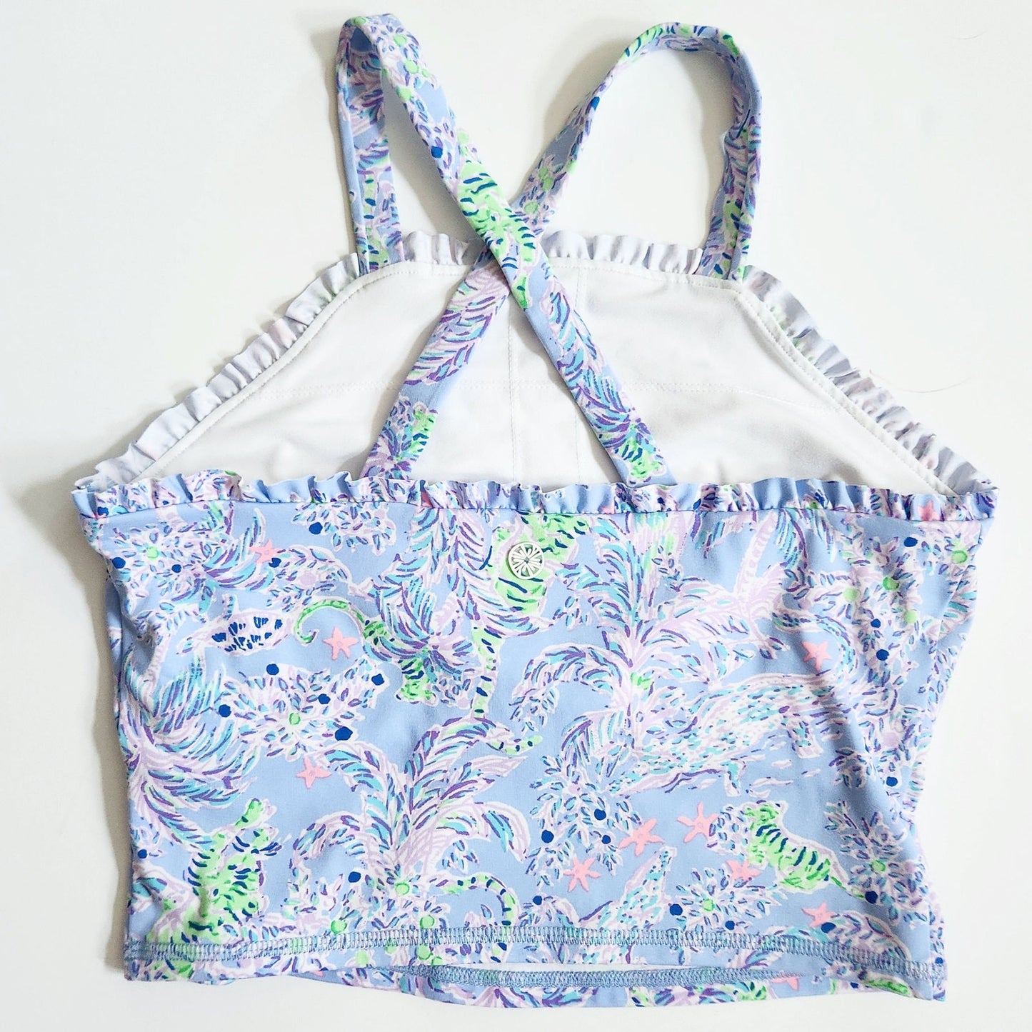 Lilly Pulitzer Luxletic Letitia Bra Tank – Blue Peri “The Turtle Package” – Size M