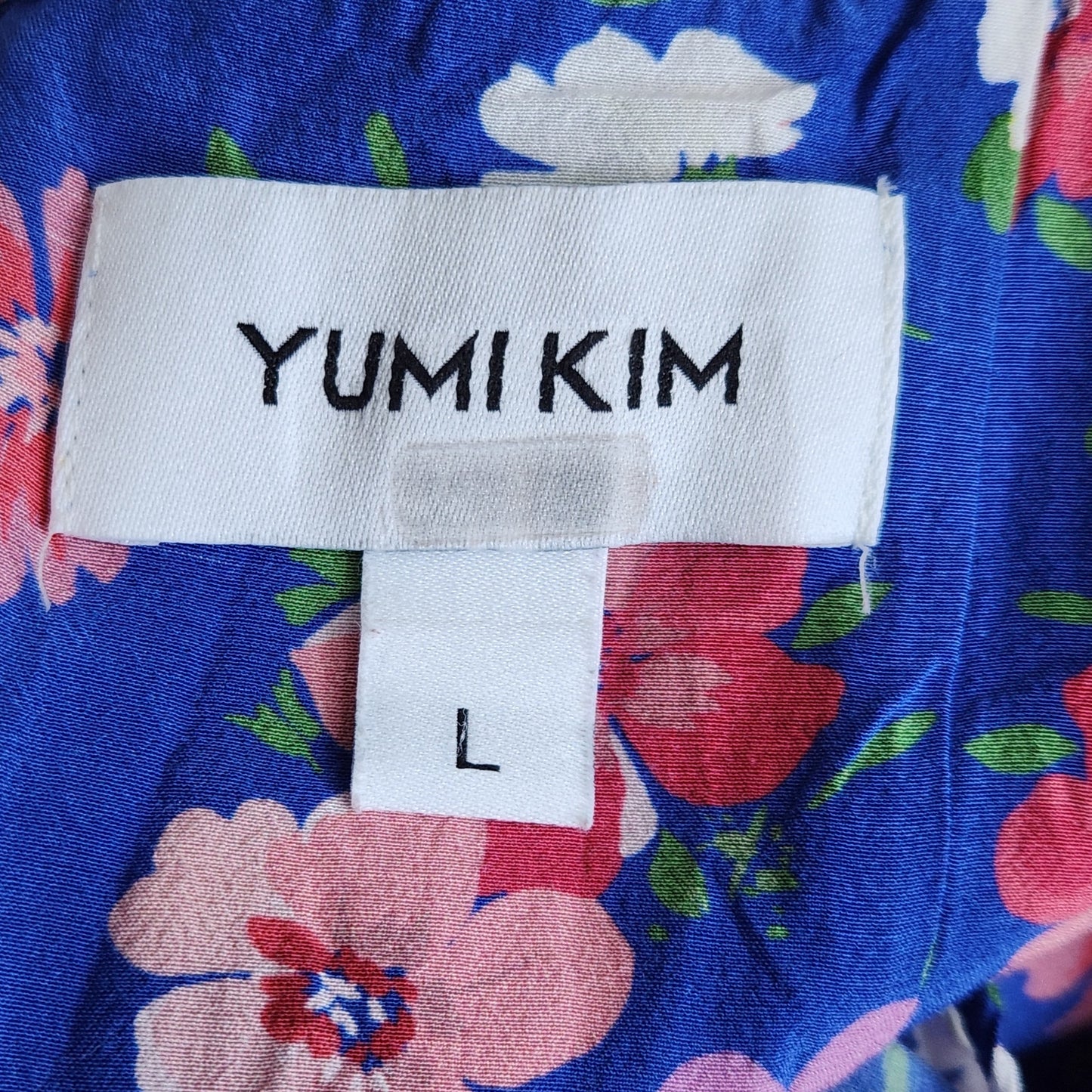 Yumi Kim Women's Blue Floral Tie Strap Peplum Aroma Top Size L