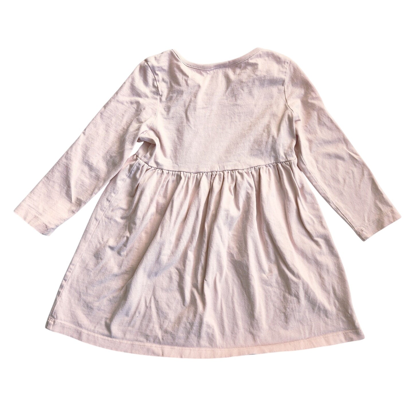 🐱 Hanna Andersson Sparkly Cat Face Dress – Petal Pink Long Sleeve Twirly Dress | Toddler Girls Size 3T