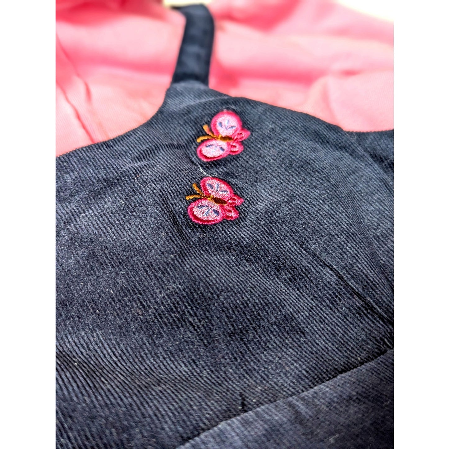 Little Bitty Navy Corduroy Jumper Dress, Pink Top, and Hat Set | Girls 6X NWT