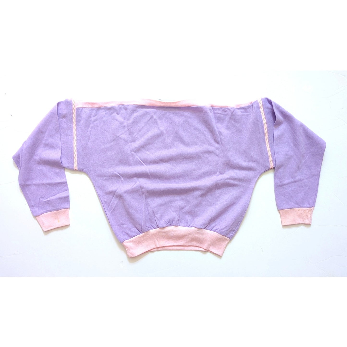 Vintage 1980s On the Move Girls Sweatshirt – Pink & Purple Zip Sleeves | Size L 14