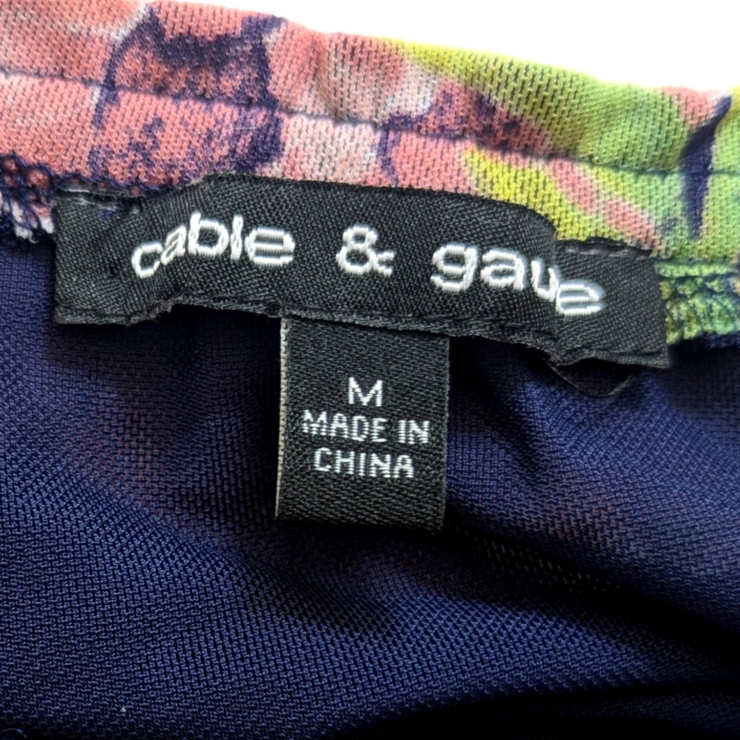 🌸 Cable & Gauge Off-Shoulder Mesh Floral Blue Blouse – Women's Size Medium