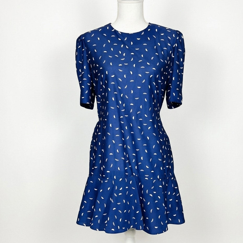 Jenny Vintage 1980s Navy Drop Waist Dress w/ Detachable Flounce | Women's 8