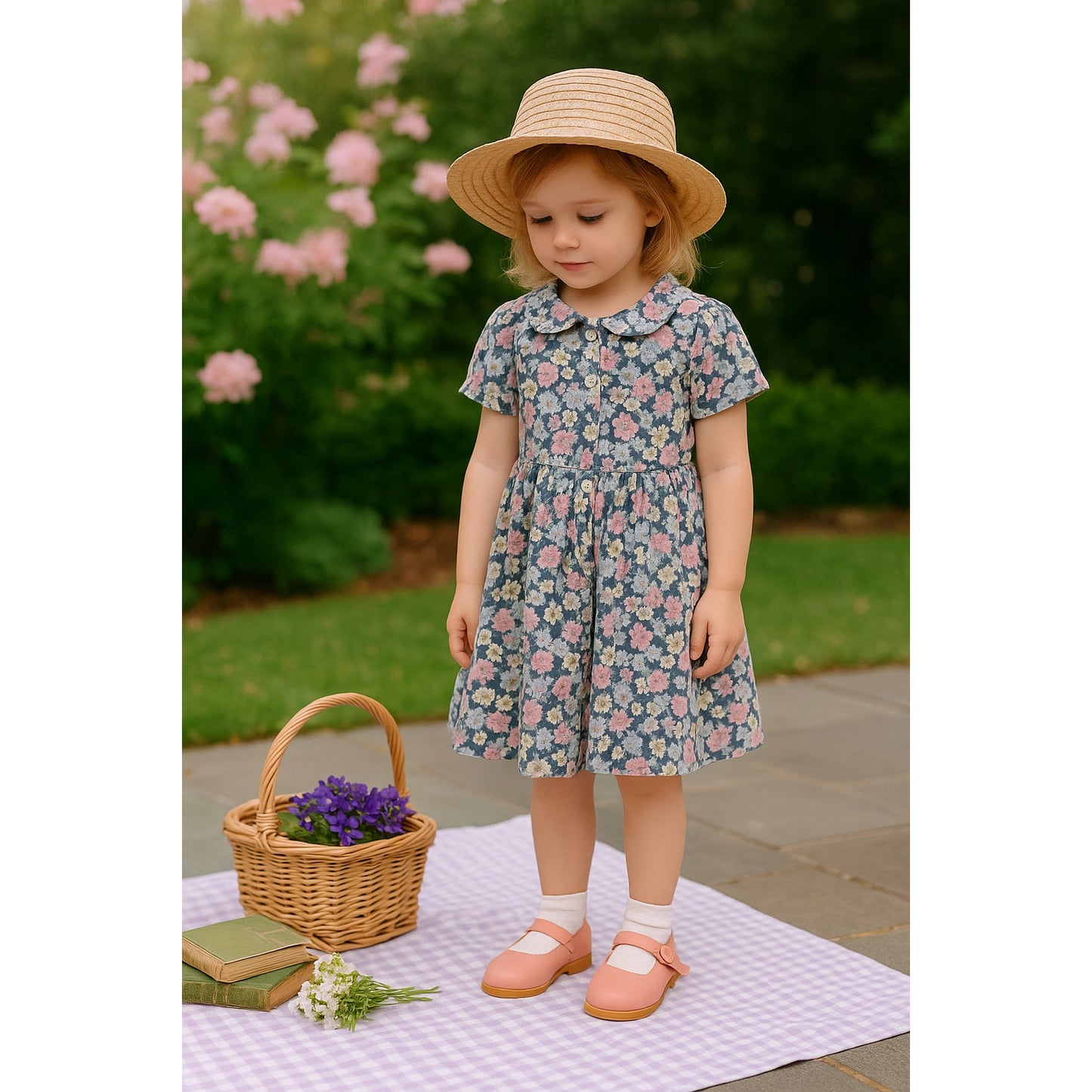 Laura Ashley Mother & Child Vintage 1990s Short Sleeve Floral Dress | Girls 5-6 Years