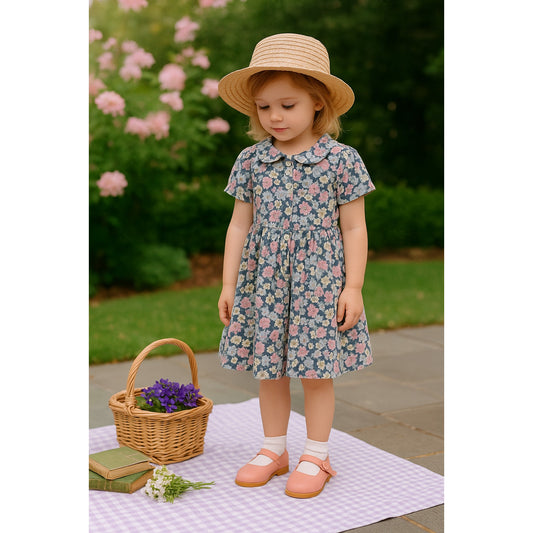 Laura Ashley Mother & Child Vintage 1990s Short Sleeve Floral Dress | Girls 5-6 Years