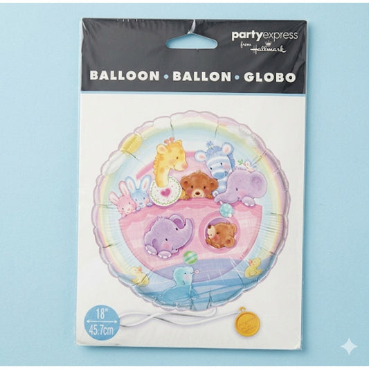 Vintage Hallmark 18” Mylar Balloon • Rainbow Pastel Noah’s Ark Animals • New Sealed