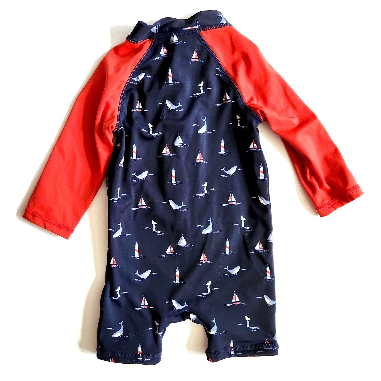 Janie and Jack Baby Whale Rash Guard Swimsuit Merchant Marine Whale Size 6-12 Months