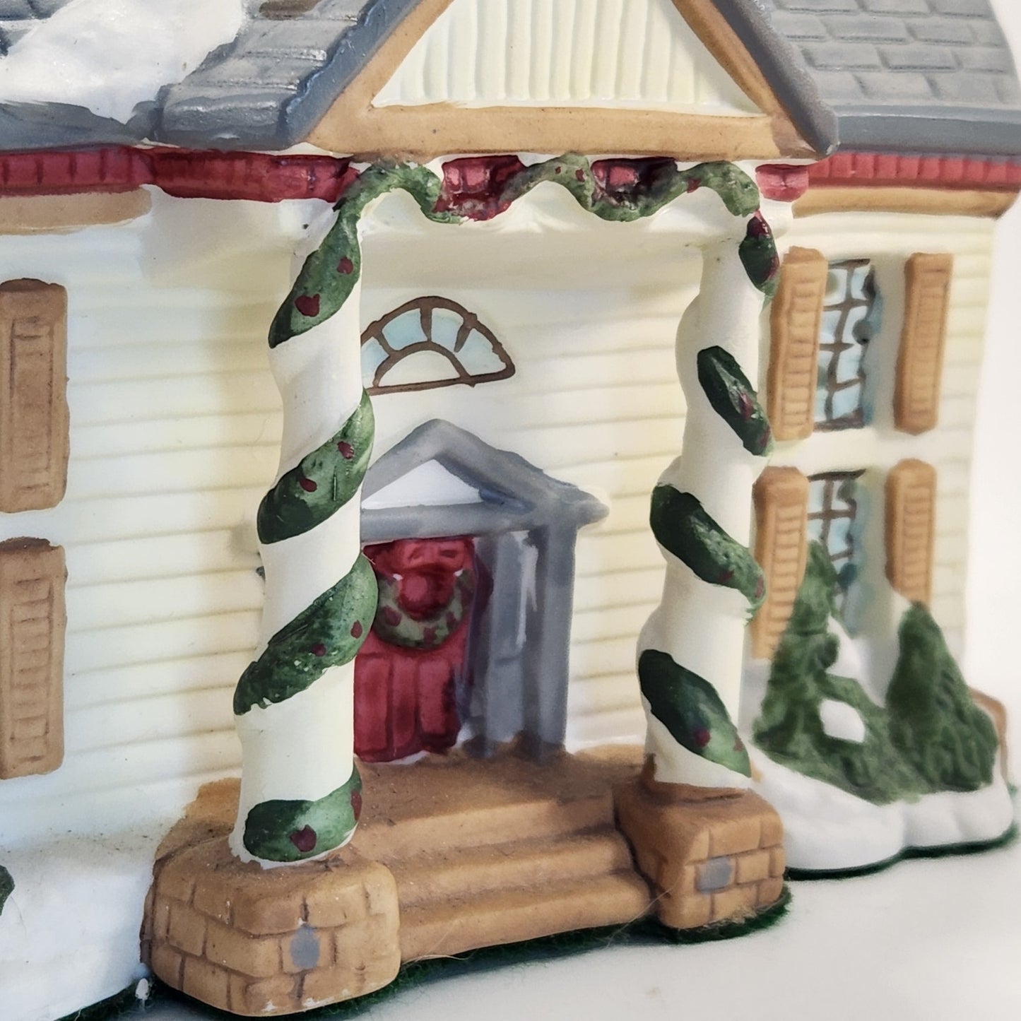 1991 Christmas Village Porcelain Lighted House – Snow-Covered Colonial with Box