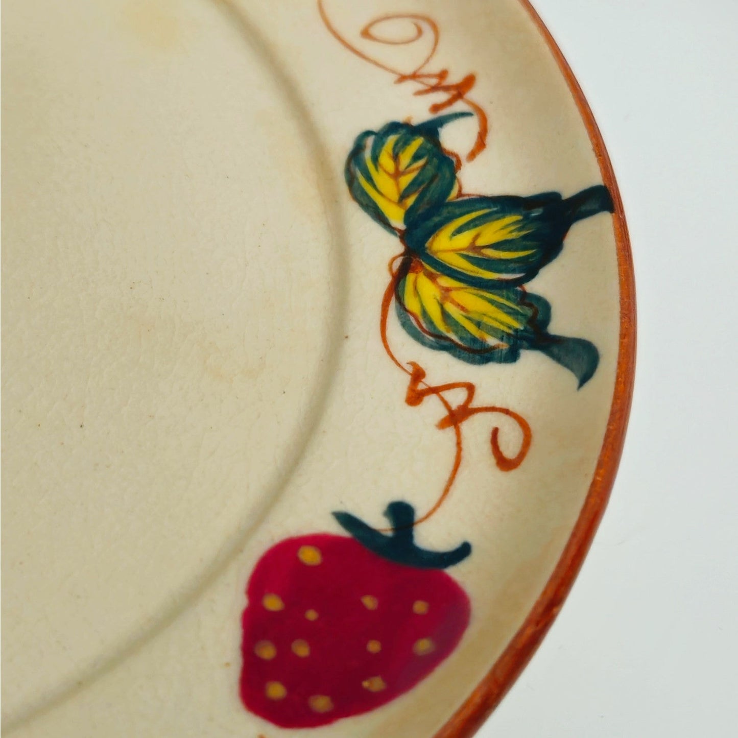 Vintage Hand-Painted Ceramic Strawberry Trio Server