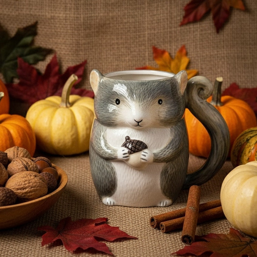 Ceramic Squirrel Mug with Tail Handle