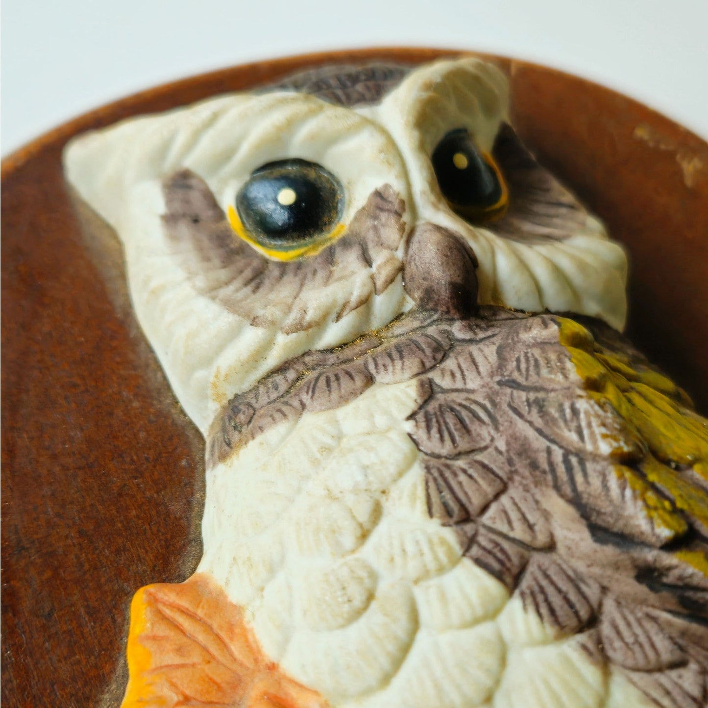 Vintage 1970s Owl Wall Plaque | 3D Resin Owl on Hardboard | MCM Autumn Kitsh