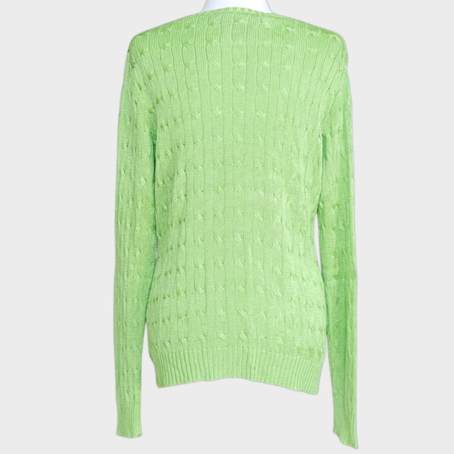 100% Silk Cable Knit V-Neck Sweater | Women's L | Slim Fit