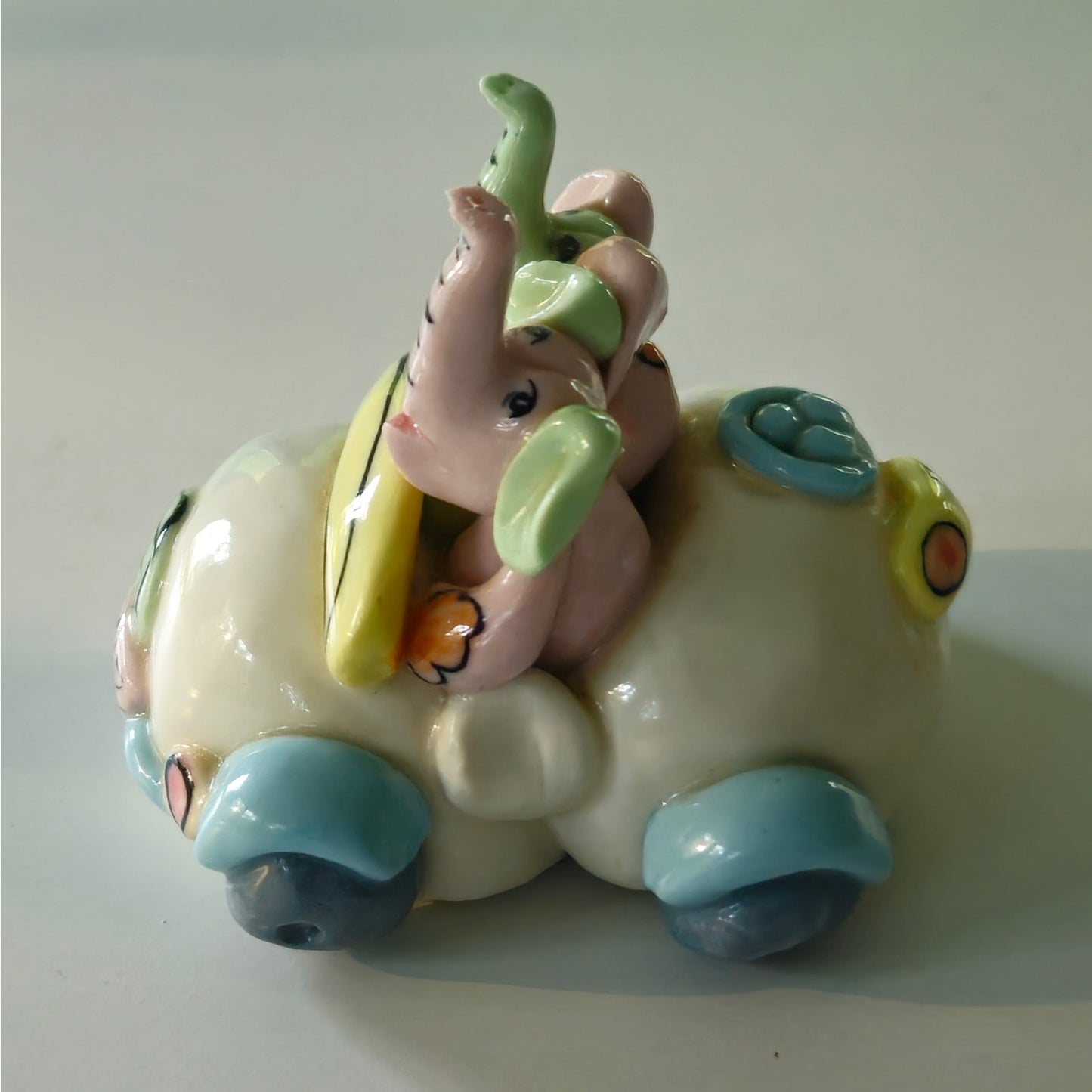 Vintage Ceramic Elephant Car Figurine